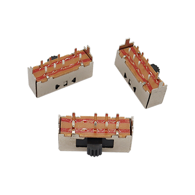 Interrupteur de glissière SK23H01 Small Bipolar Three-position deux-Rangée huit-côté horizontal-Tirez l\'interrupteur de diapositive 2p3t